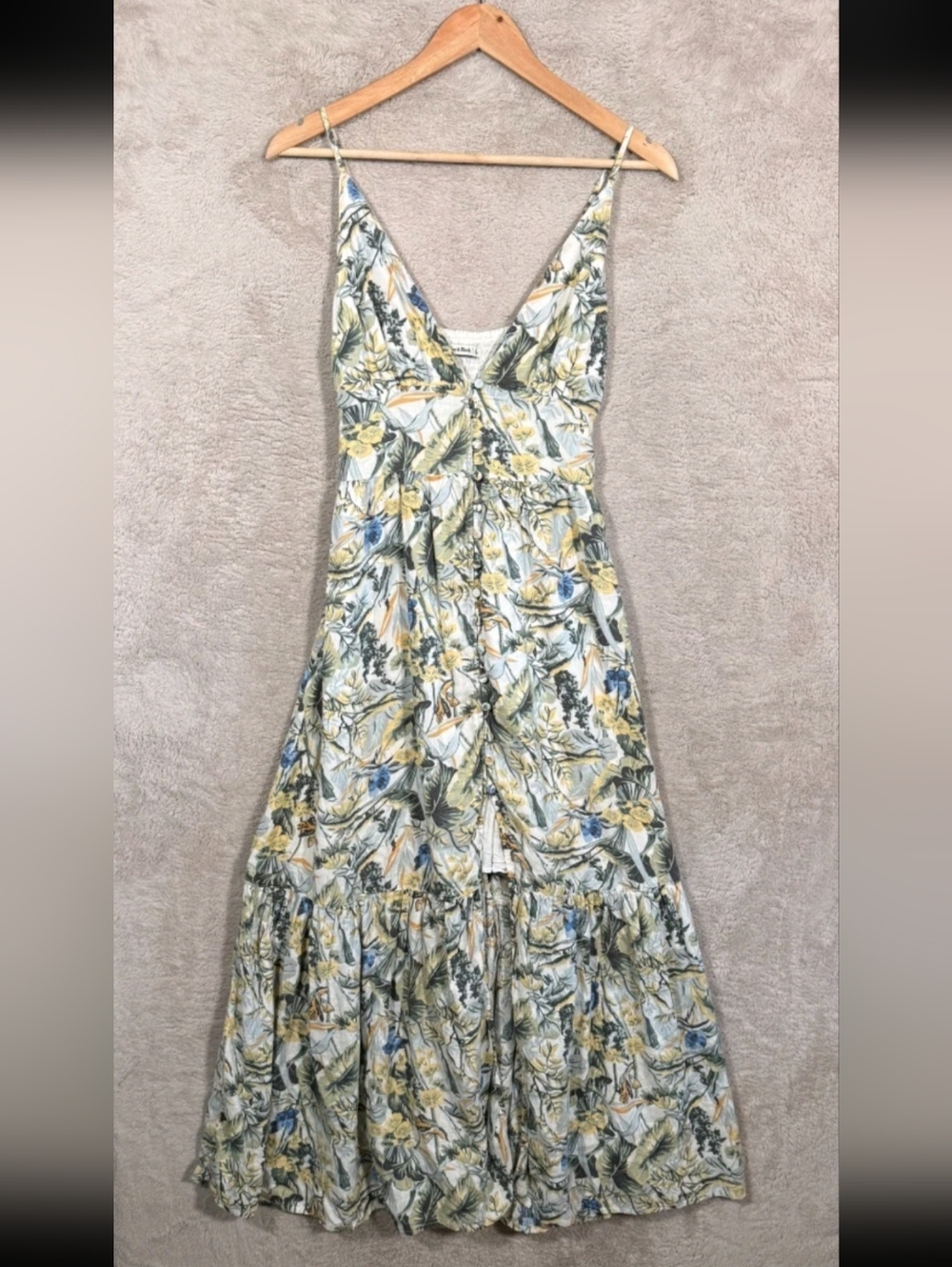 Abercrombie & Fitch Boho Cream Floral Maxi Dress Size: XS - Picture 2 of 7